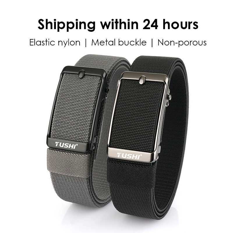 KOLBER 35mm Elastic Casual Belt for Men Metal Automatic Buckle Tight Canvas Stretch Belt Fashion Work Belt Male Waistband Gift W250625