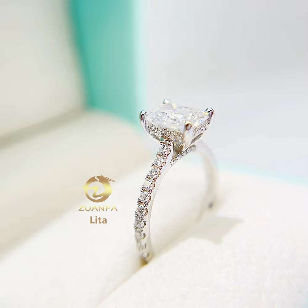 Pass Diamond Tester Top Quality GRA 2ct Radiant Cut 14k Gold Vvs1 Moissanite Diamond Engagement Ring