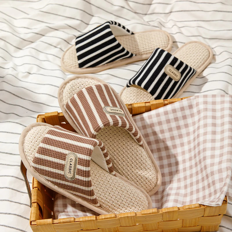 Men Soft Sole Four Season Slippers Women Casual Home Shoes Couple Unisex House Indoor Wooden Floor Silent Sandal Footwear 250624