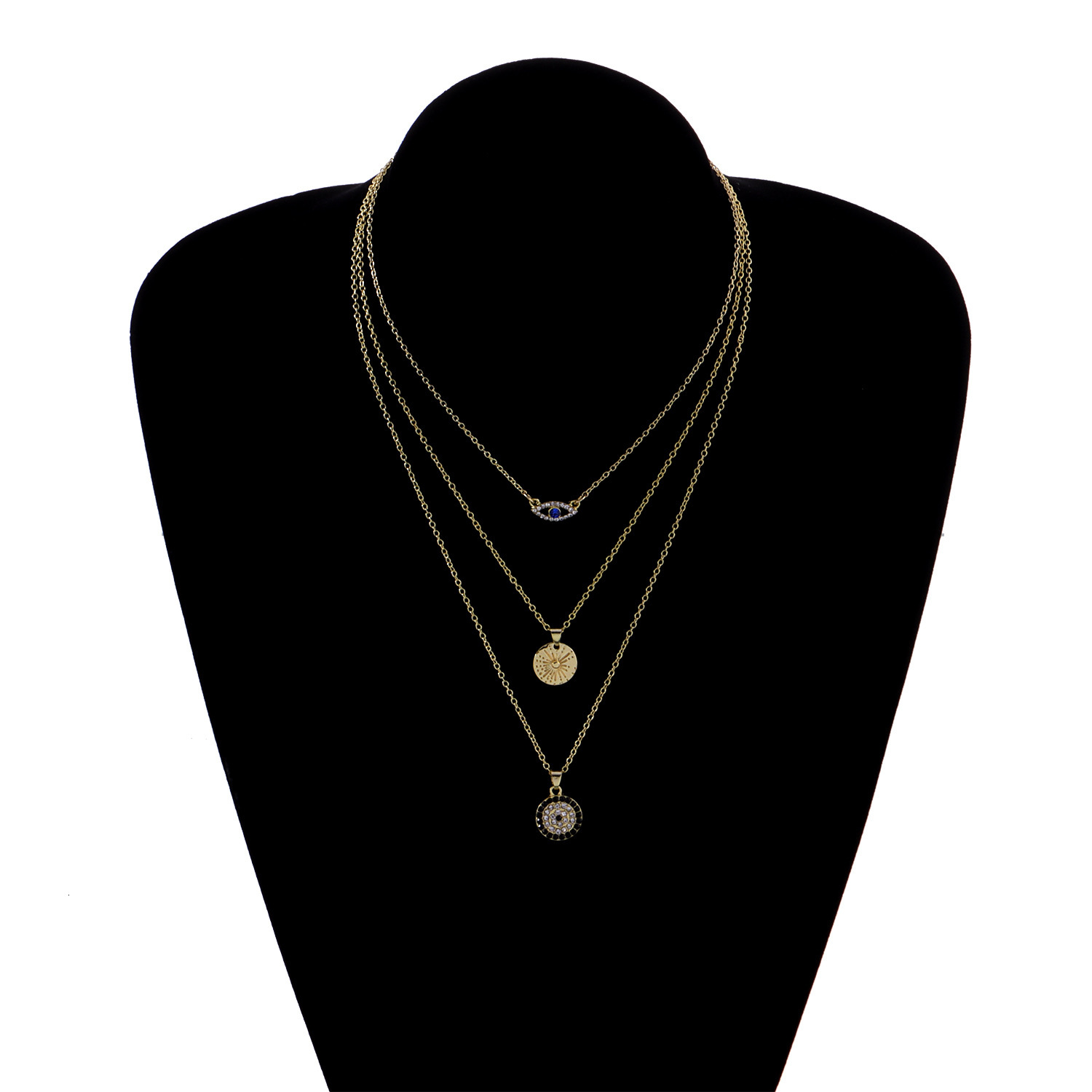 Jewelry Round Full Dia Devil's Eye Multi-layer for Women Fashion Versatile Personality Necklace Jewelry for Women