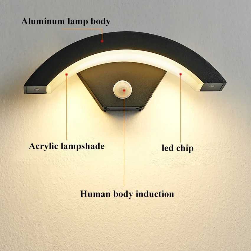 18w Sensor Outdoor Waterproof Wall Lights Garden Porch Wall Lighting LED Wall Lamps Aluminum AC86-265 au64 XJ250624