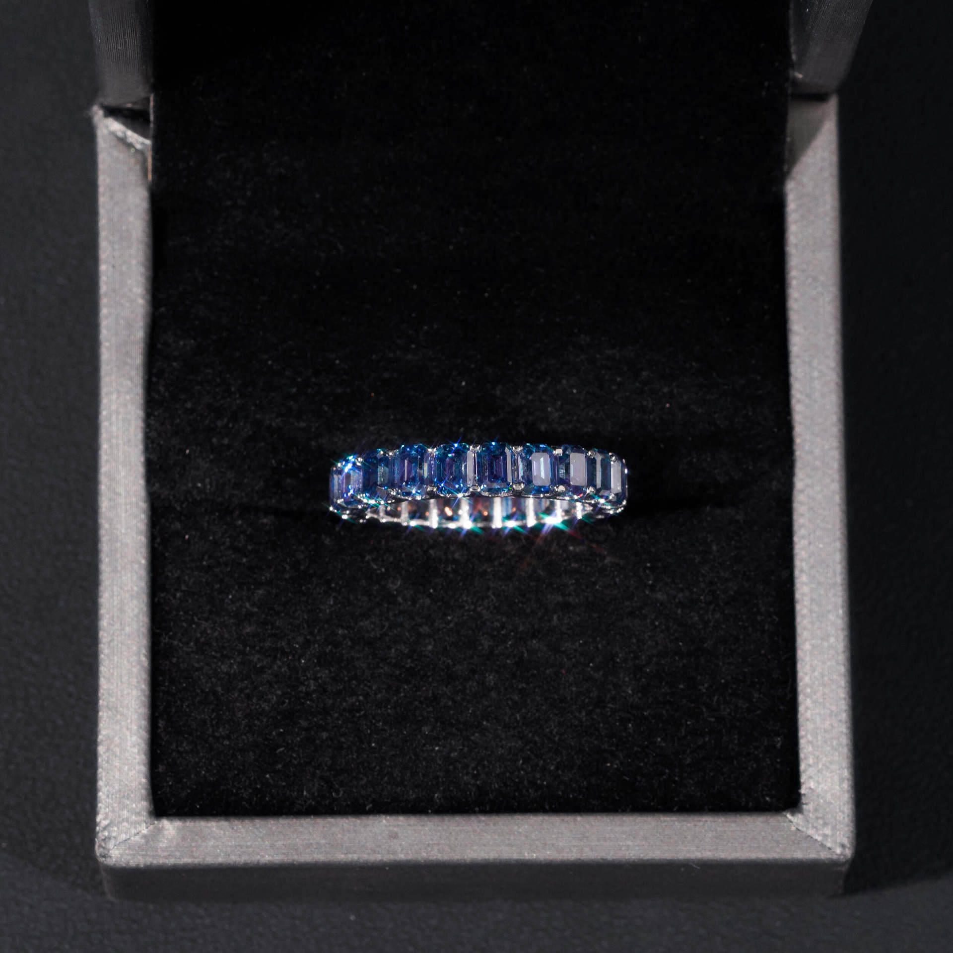 Luxury Emerald Cut Moissanite Band Rings 18k Gold Plated 925 Sterling Silver Colorful Diamonds Rings Christmas Gift