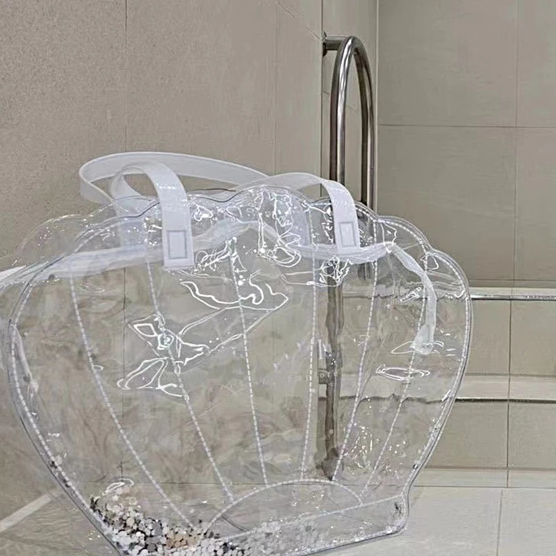 Shell Shape Transparent Waterproof Beach Bag For Girls Travel Vacation Swimming Shoulder Handheld Storage Zipper Case 250624