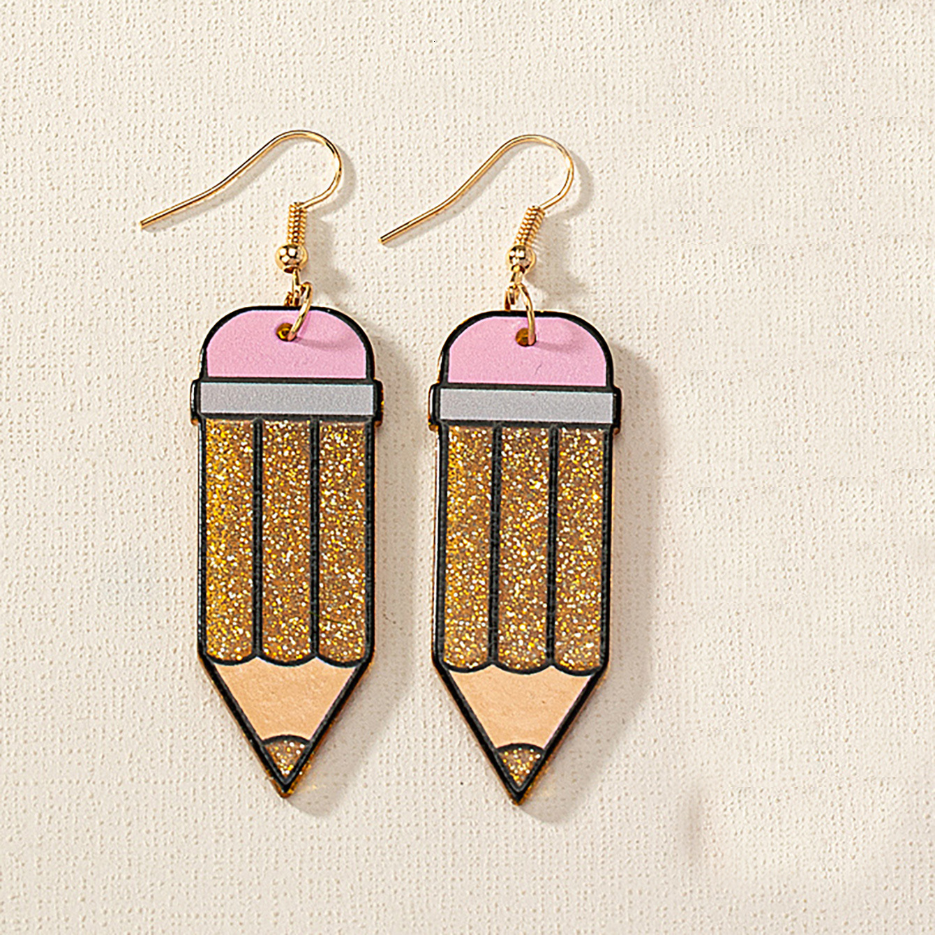 1 Set of 5 Pairs New Teacher's Day Cartoon Color-Block Fresh Style Personality Temperament Acrylic Earrings for Women