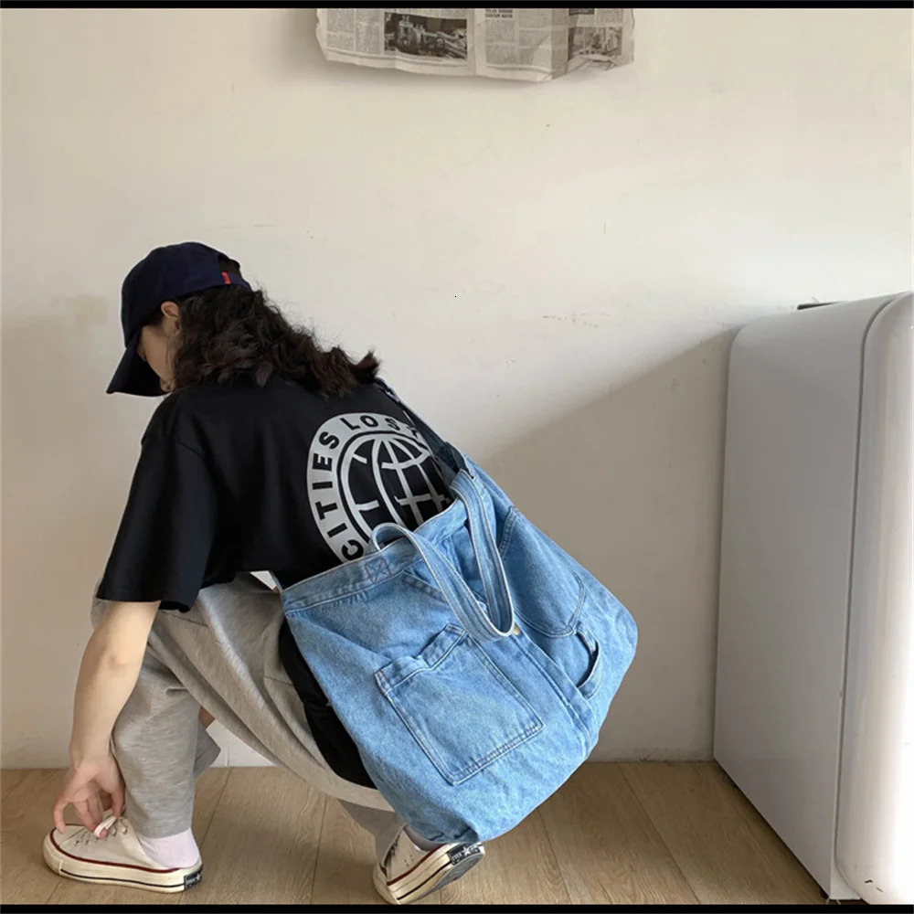 Harajuku Wash Denim Bag Women Handbags Large-Capacity Shoulder Bag Female Korean Version Girls Messenger Bag 250624