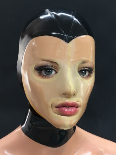 customized Latex Mask Sexy fashion transparent Rubber Hood Fetish Mask Latex Mask Fetish Open Nose And Mouth chlorinated clubwear