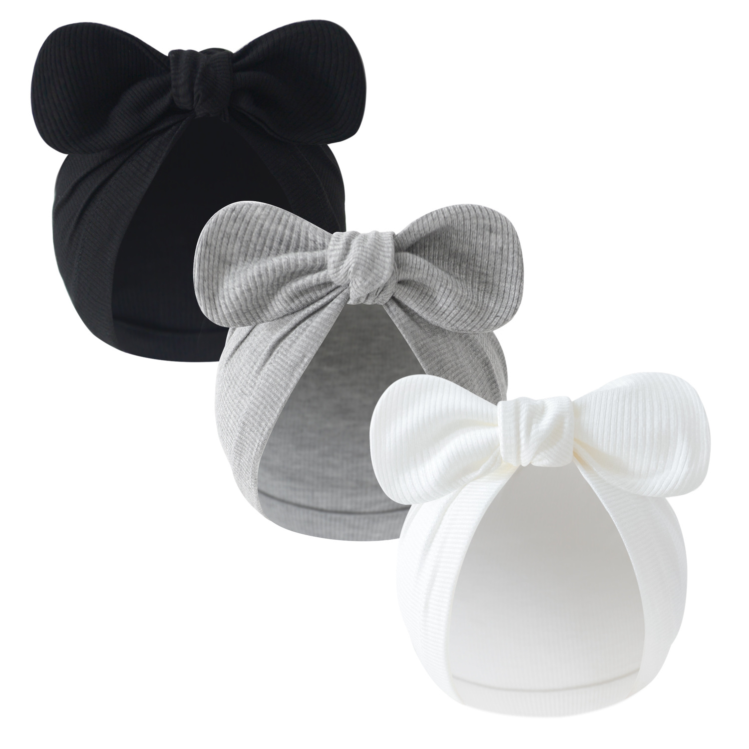 Multi-colored in Bulk, Soft and Warm Plain Weave Baby Bowknot Hat with Customized Logo, Children's Knitted Winter Hat