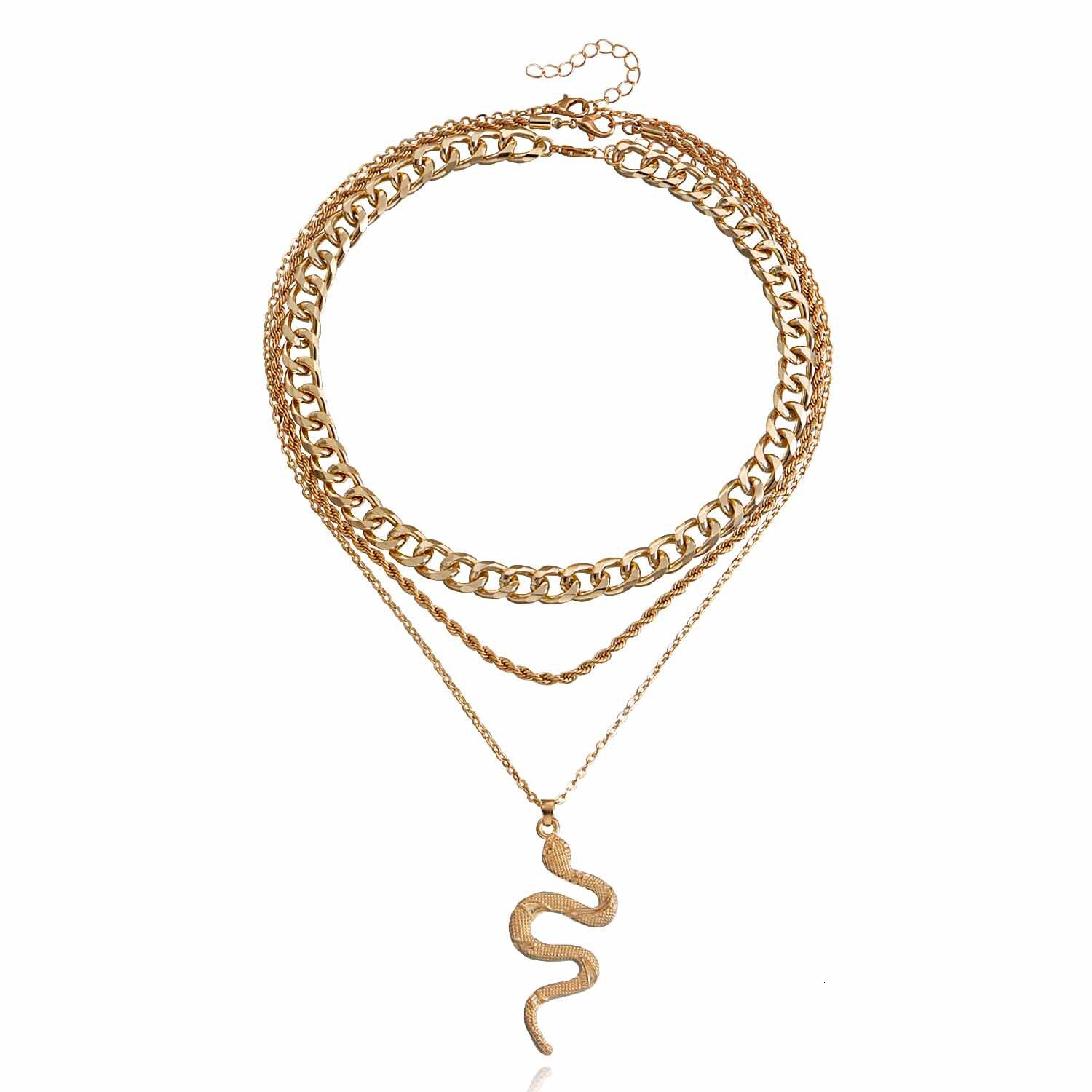 Trendy Snake-Shaped Element for Women, Niche Design Sense, Ancient Snake Pendant Choker Necklace Jewelry for Women