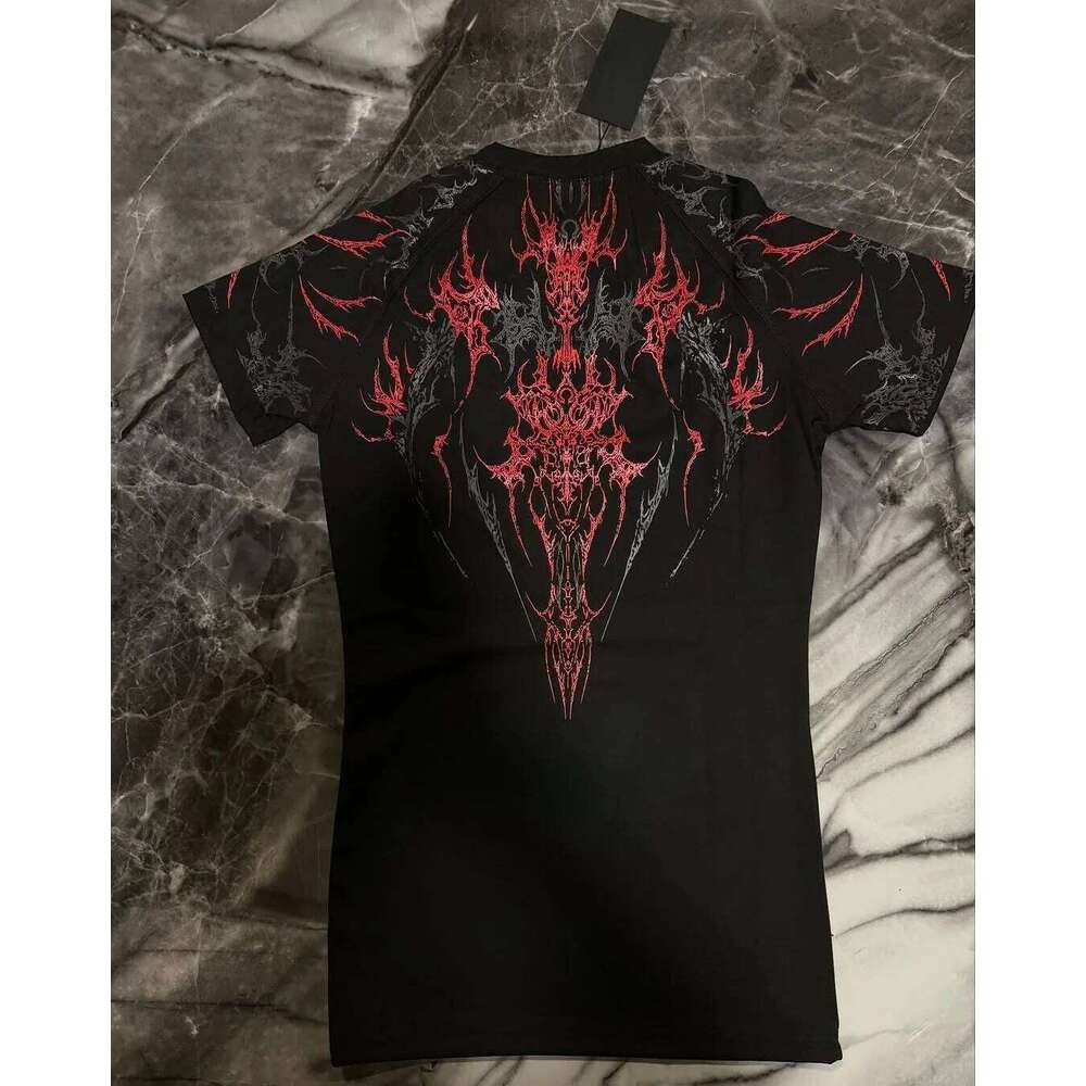 2025 New Breathedivinity Compress Shirt Pink Gothic Pattern Fiess Summer Breathable Quick Dry Men Gym Sportswear Trendy Tee