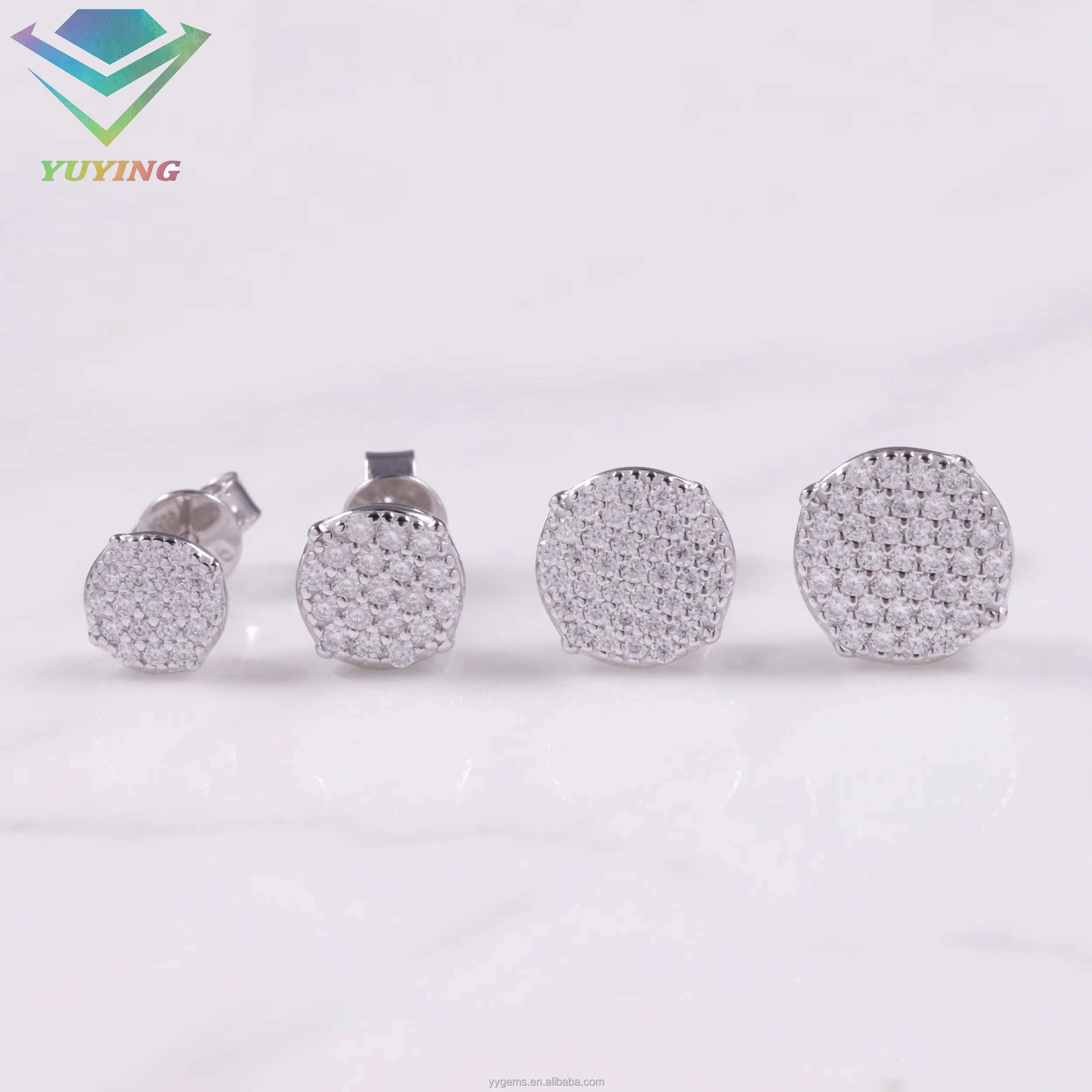 Wholesale Price S925 Sterling Silver Round Earrings Fashion Jewelry Iced out Moissanite Stud Earrings For Women Stud