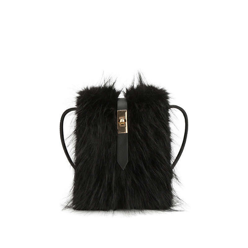 Long Hair Creative New Phone for Women, Autumn Winter Fashionable Plush Small Square Bag, Unique Versatile Shoulder and Crossbody Bag