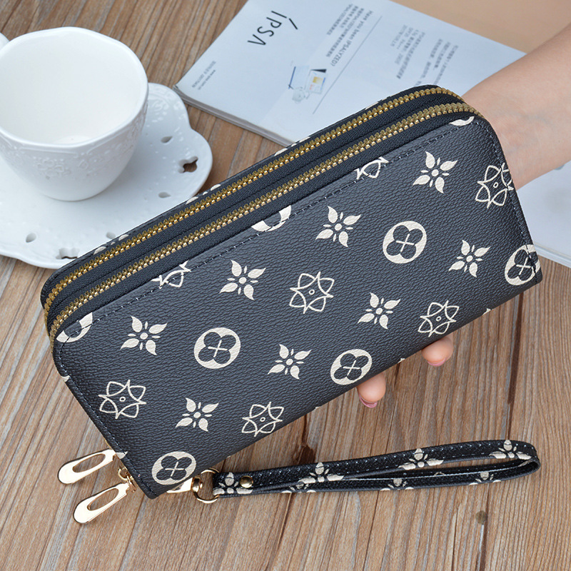 Free Shipping 2025 New Designer Bag New Women's Wallet Long Double Zipper Clutch Fashion Printed Large Capacity Double Layer Wallet Coin Purse Ph