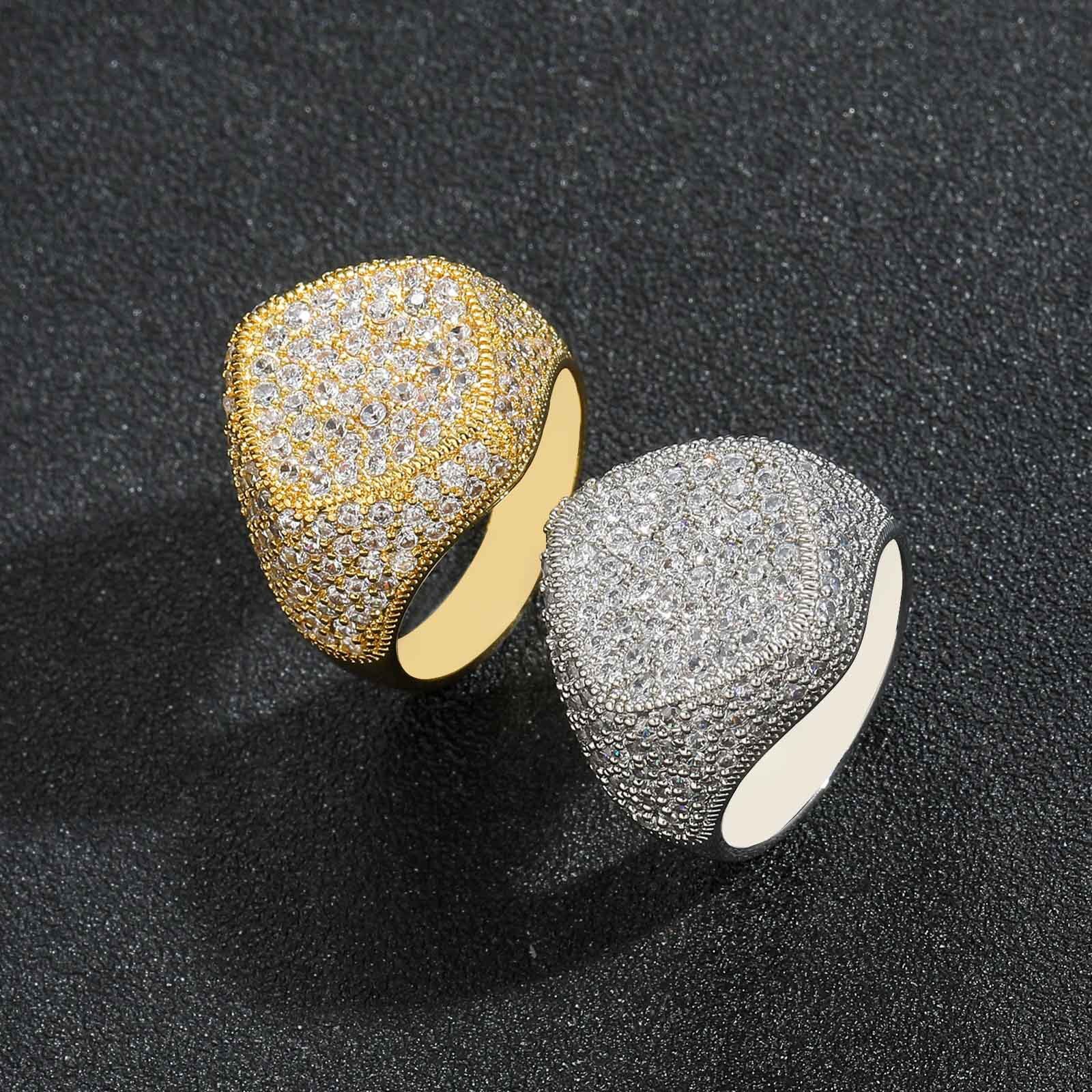 Moissanite Luxury Rhombus Ring Diamond Studded Simple Individual Niche Jewelry Unisex Hip Hop Accessory Passes the Diamond Tester