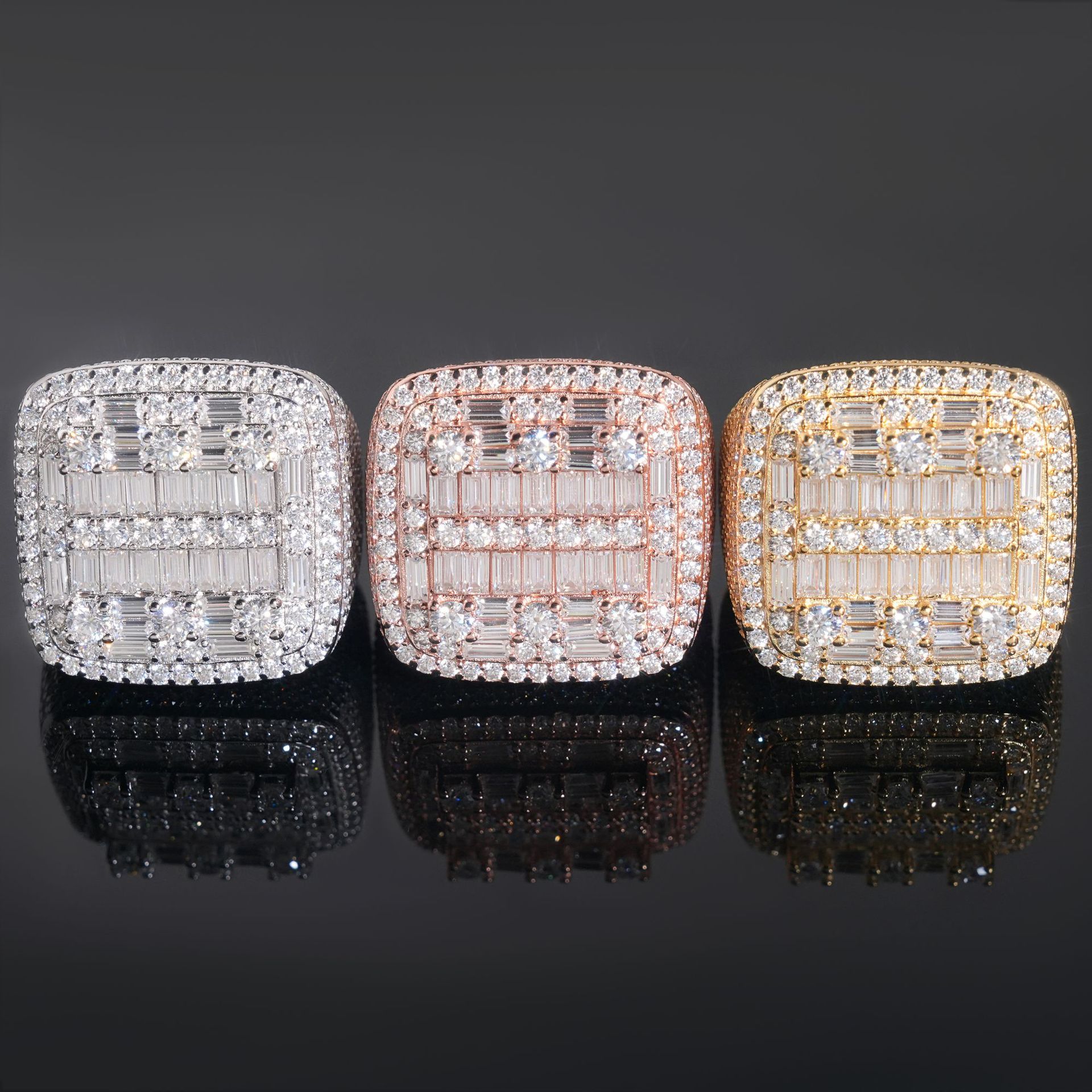Iced Out Cross Moissanite Ring 925 Sterling Silver Hip Hop Ring Pass Diamond Tester Men Cuban Ring