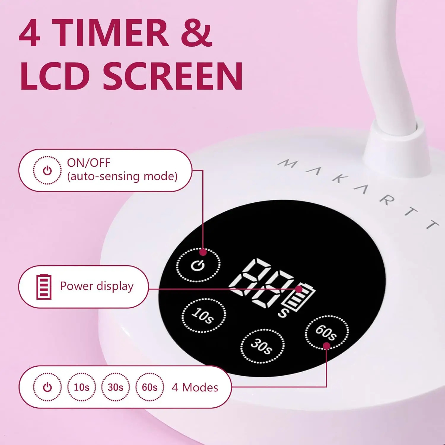 Makartt UV Nail Lamp Rechargeable LED Light for Gel Polish Rhinestone Glue Fast Curing 30S/60S Minicure Dryer with 4 Timers 250625