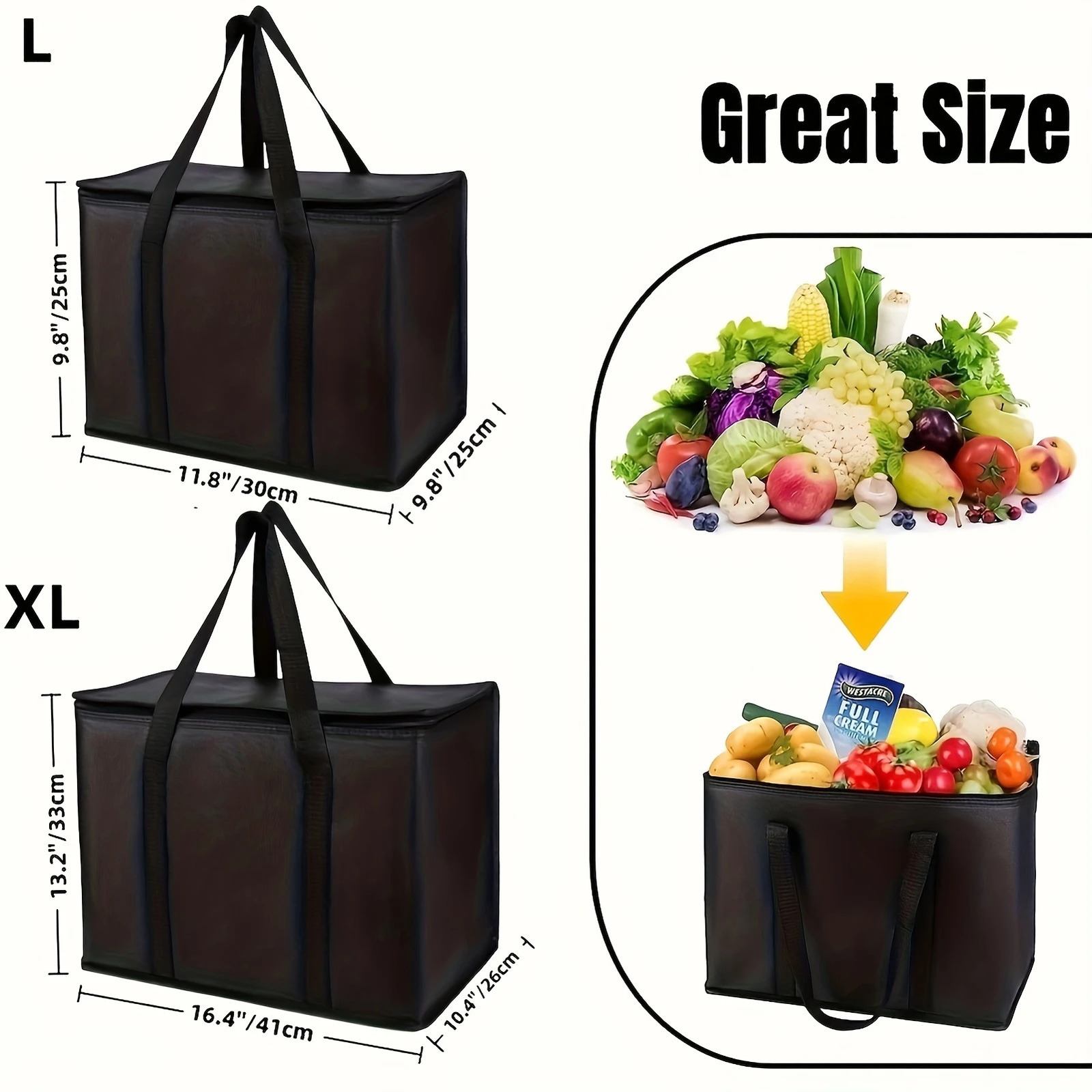 Large Capacity Insulated Grocery Bags Foldable Portable Soft Cooler Bag Lightweight Reusable Food and Beer Tote 250624