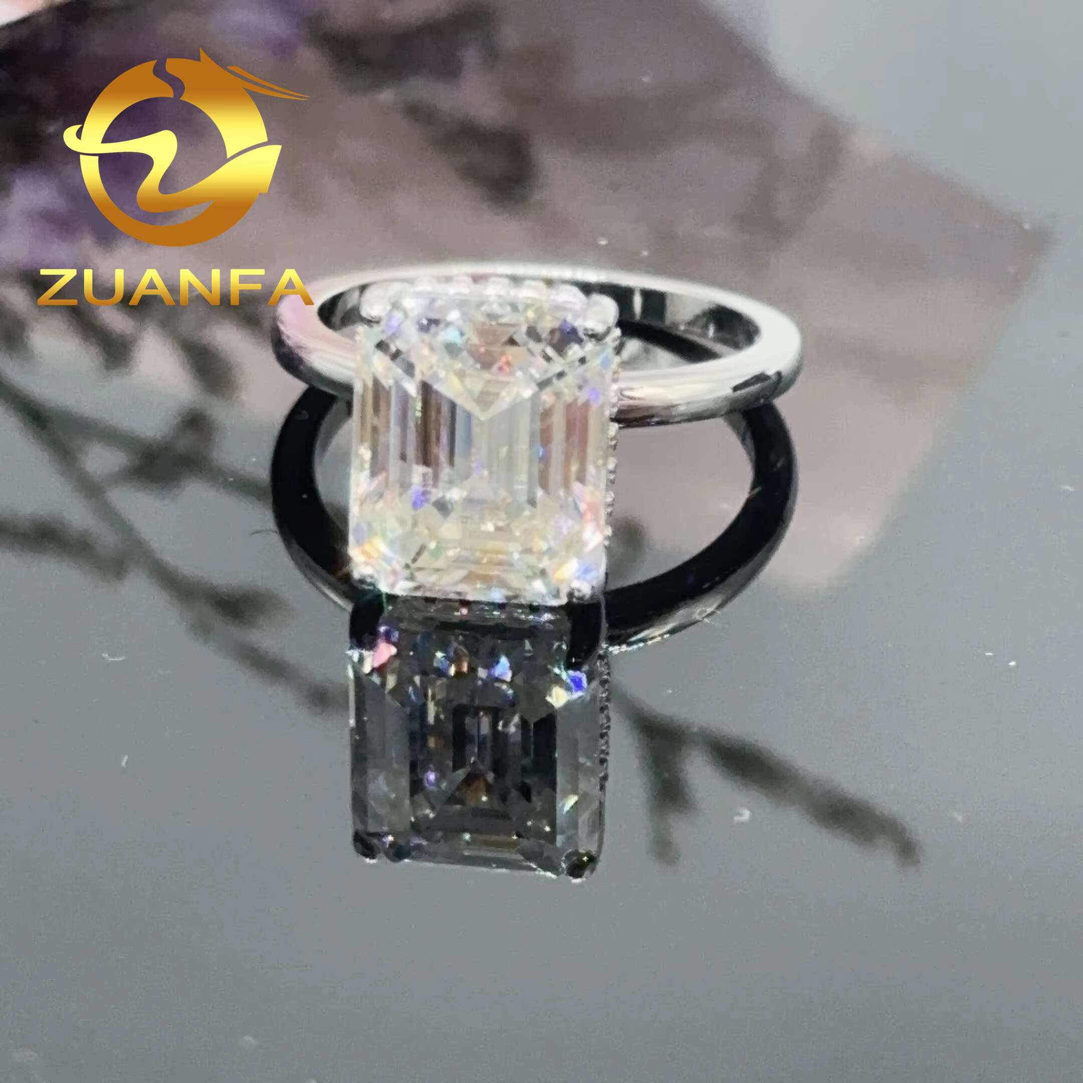 GRA Certified Emerald Cut 9*11mm 5ct D VVS Moissanite Wedding Ring 925 Sterling Silver Simple Solitaire Ring