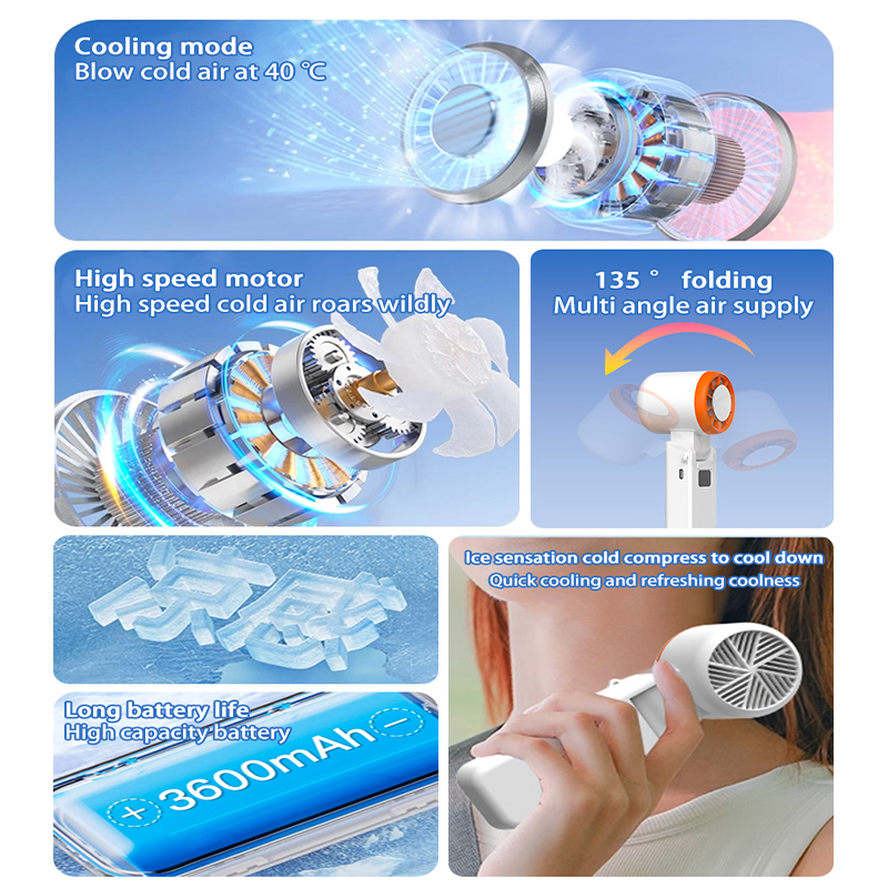 Portable handheld home mini outdoor m15 folding ice pack fan