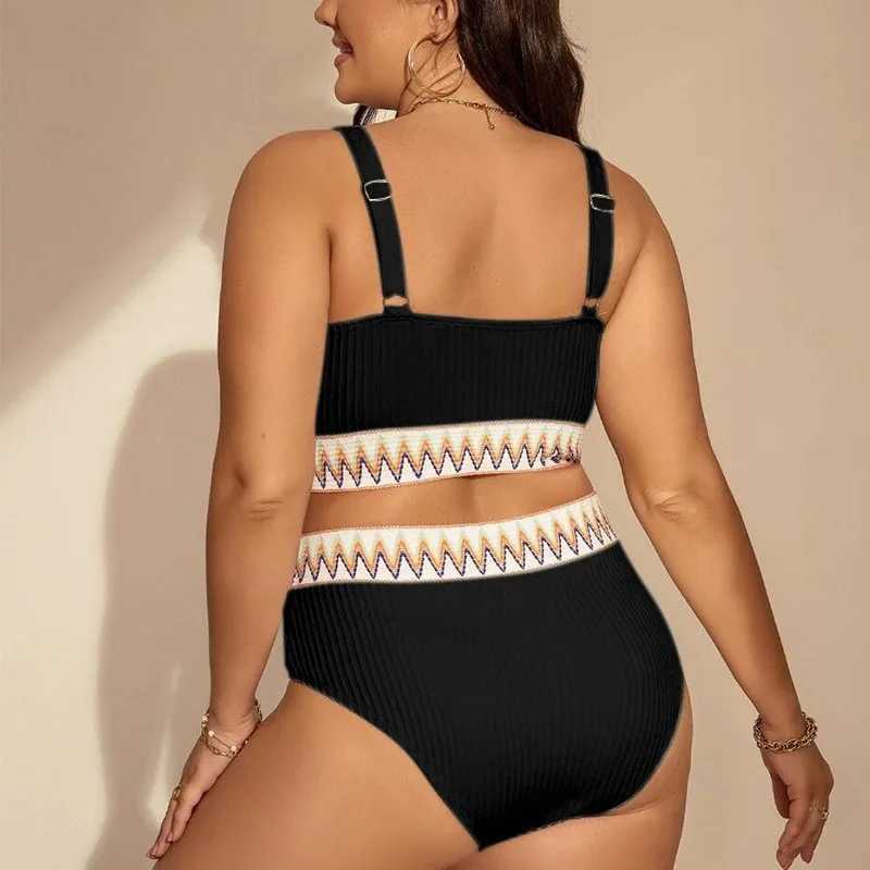 Plus Size Bikini Set Sexy Swimwear Women 2024 High Waist Two-Piece Swimsuit Woman Beachwear Bathing Suit Biquini Monokini XJ250624