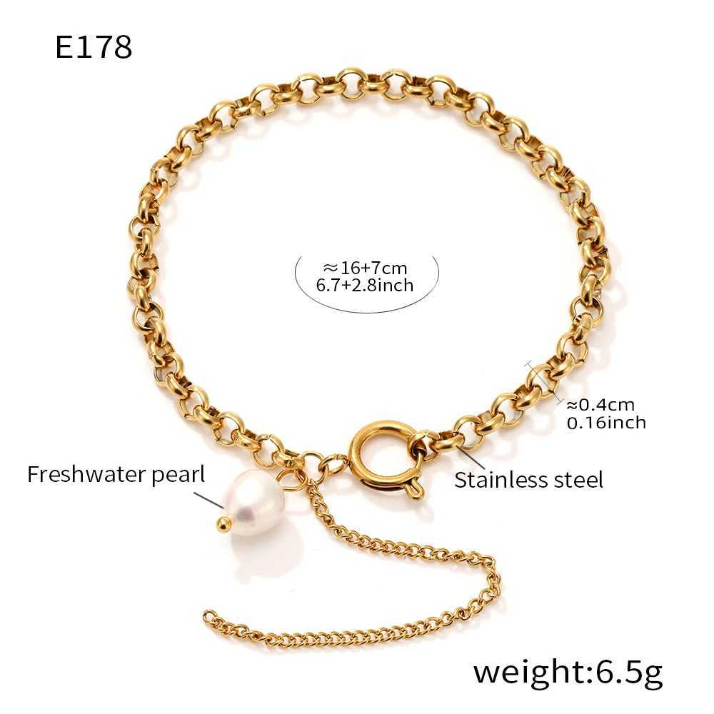 Chic Niche Chain Link Gold Plated Bracelet For Women Stainless Steel Pearl Pendant Bangle Vintage Luxury Charm Jewelry X250625