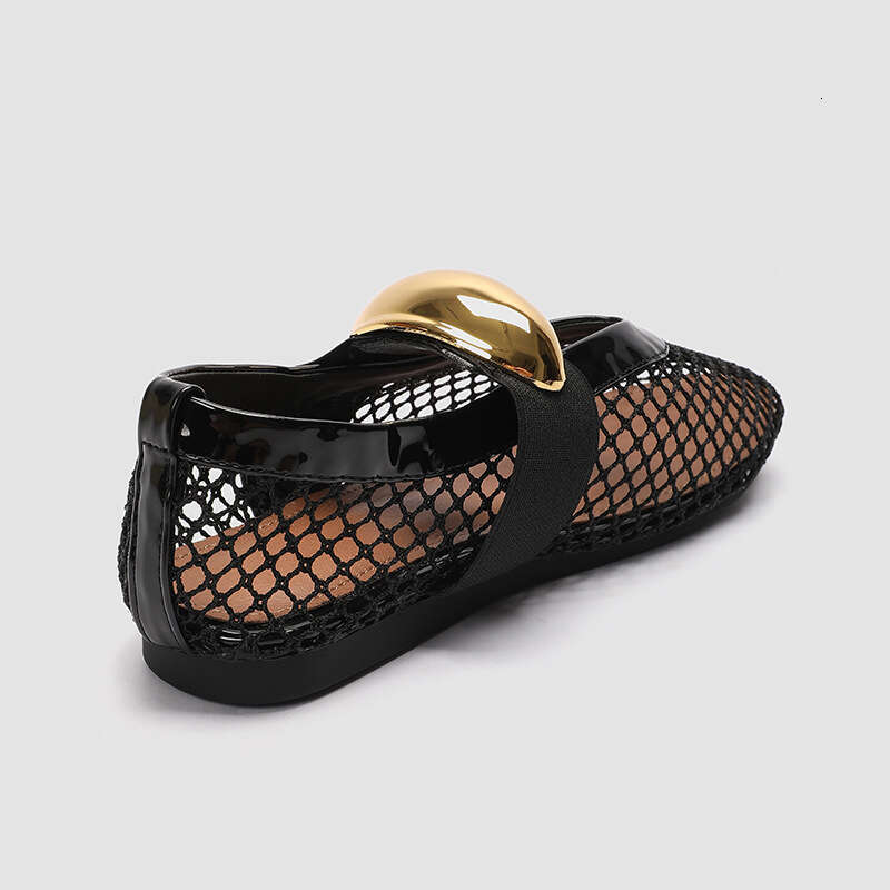 Baita Casual for Women 2024 New Genuine Leather Mesh One-Strap Comfortable Flat Ballet Shoes