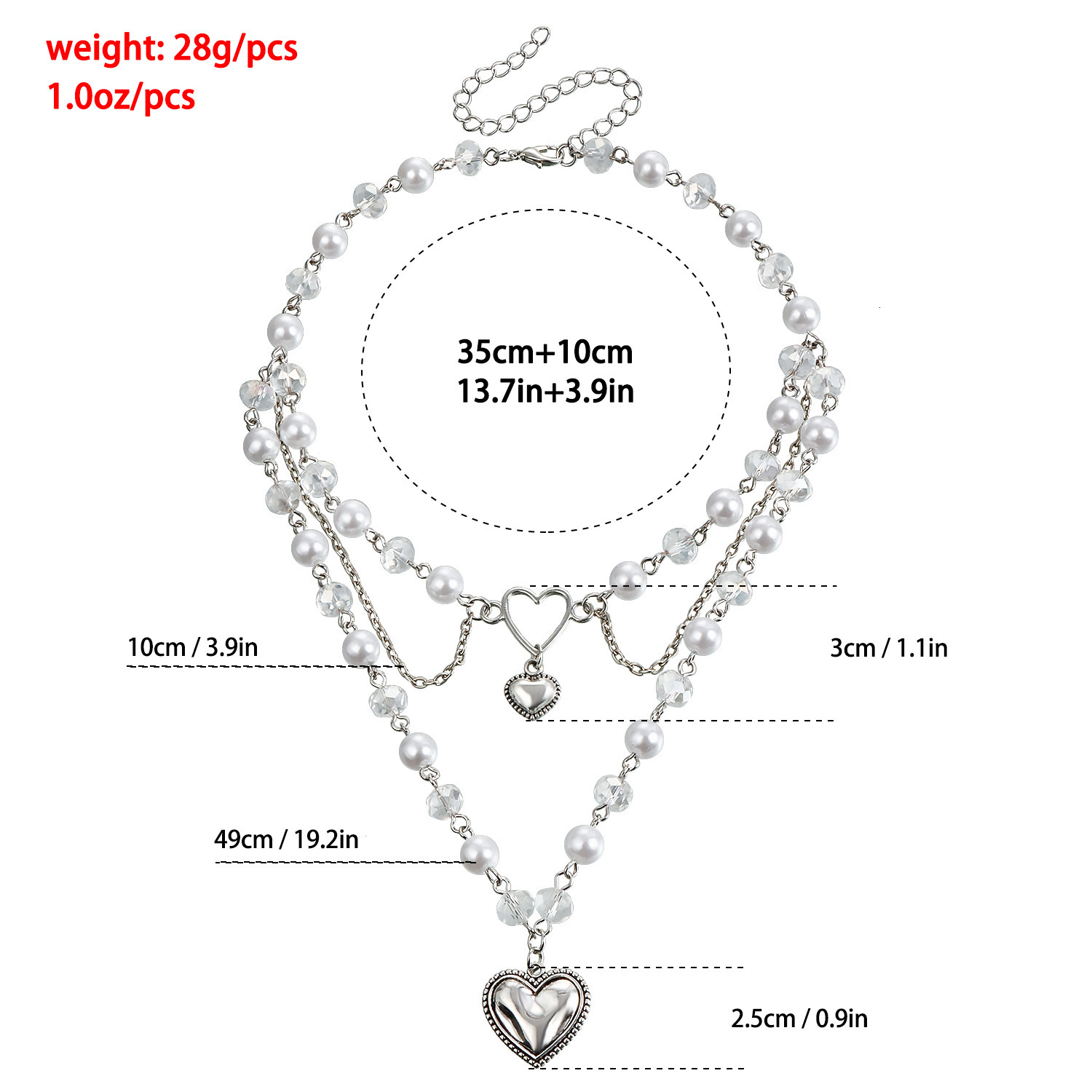 Fashion Sweet Girl Heart Multi-layer Niche Temperament Imitation Pearl Tassel Necklace for Women Jewelry for Women