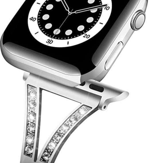 Luxury Premium Herringbone Rhinestone Stainless Steel iWatch Band High-End Elegant Bling Strap for Apple Watch Series 1-10