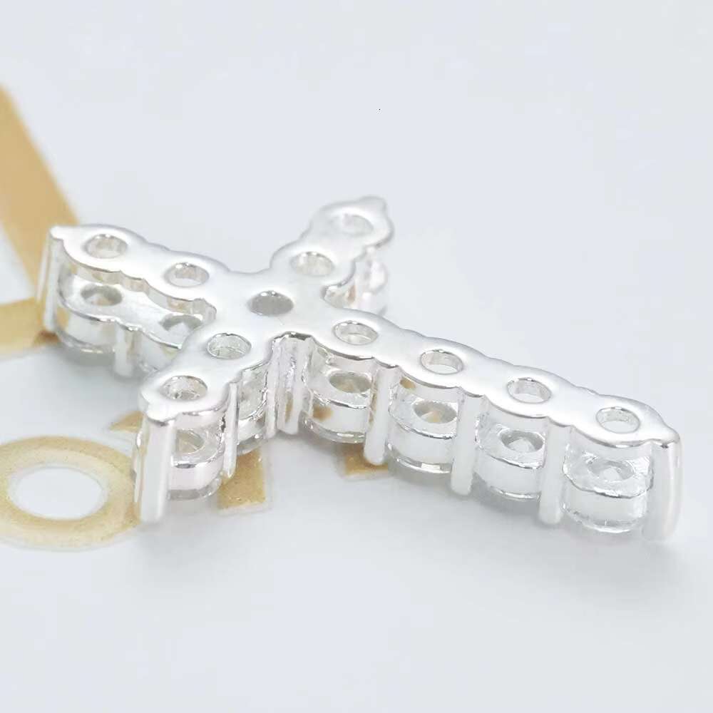 NUOYA 925 Sterling Silver Jesus Cross Pendant Iced Out Moissanite Christian Religious Jewelry White Gold Plated Gift for Women