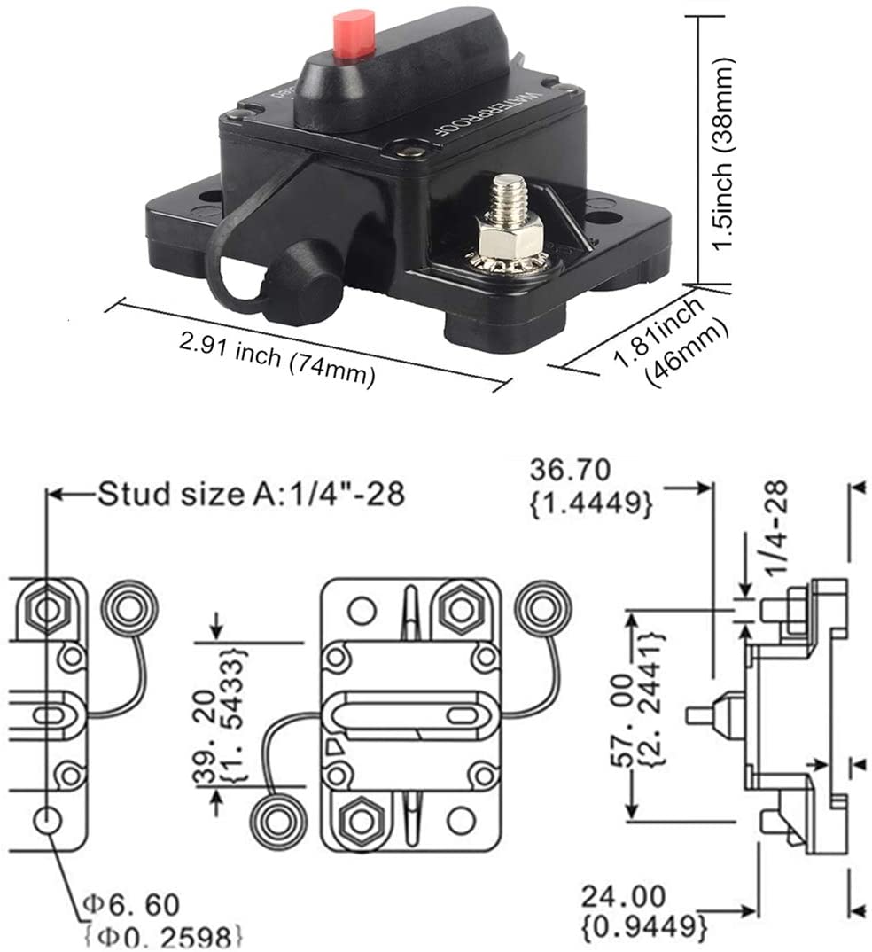 RV car circuit protector self recovering fuse holder square recoverable circuit breaker 50A-200A