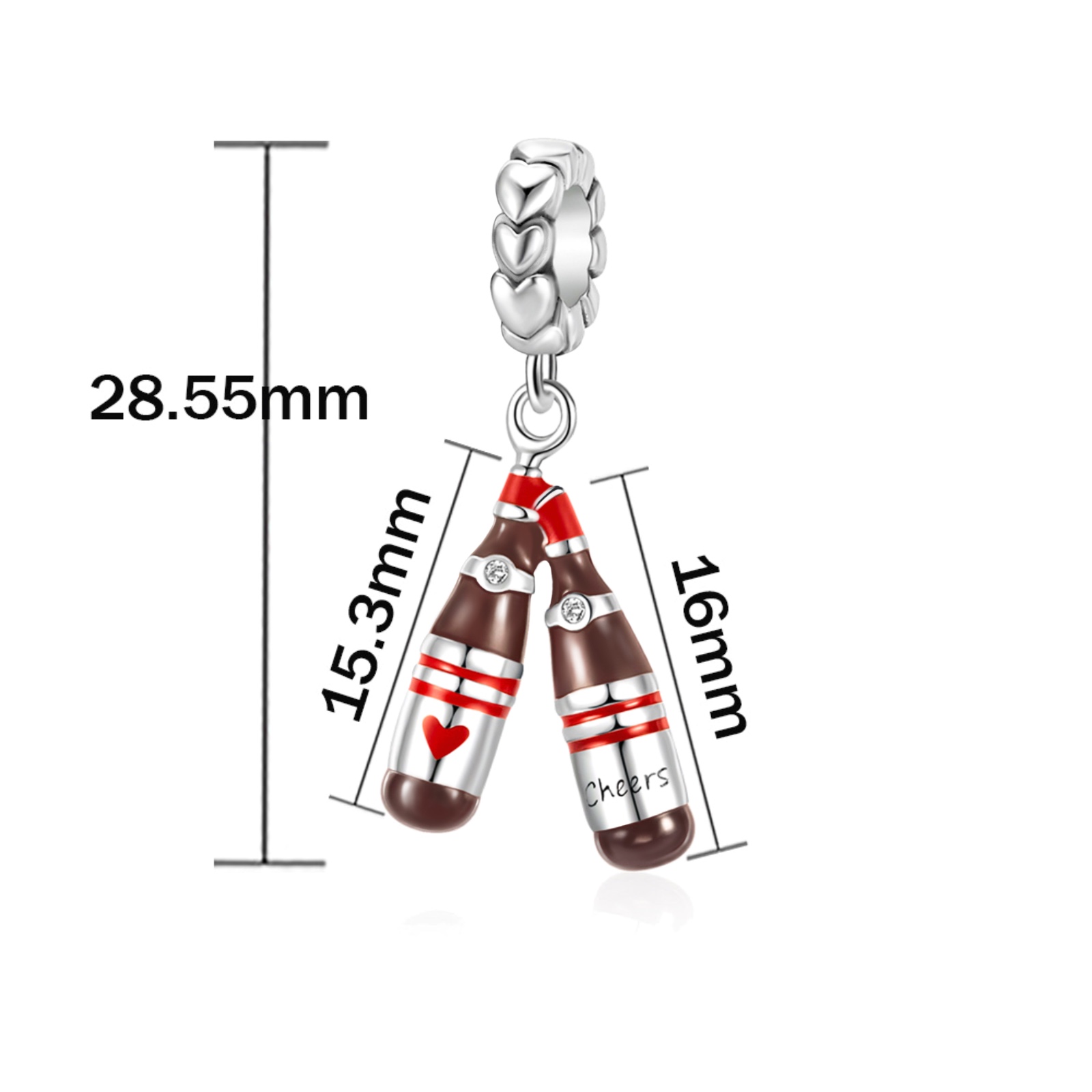 FewDook 2025 New Summer Juice Red Wine Series Wine Glass,Drink,Glass Cheers Dangle Charm Fit Pan Charms Fine Bracelet DIY Party Jewelry Designer for W