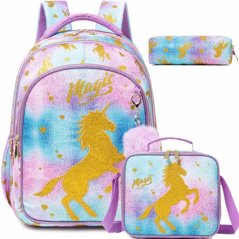 School Bags 3PCS For Girls Back To Backpack Set With Lunch Bag Kids Bookbag Elementary Students Mochilas - view 8