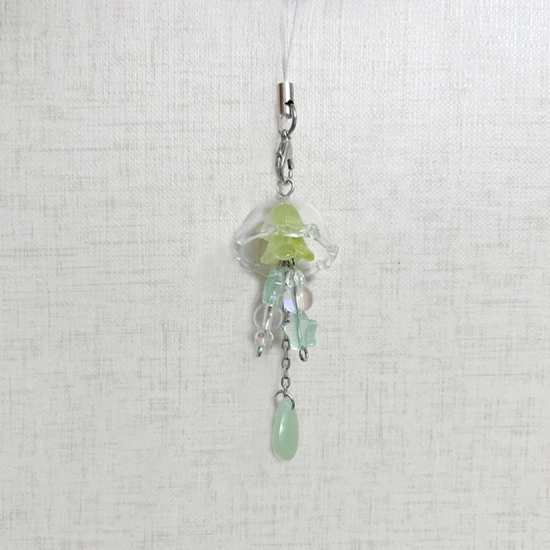 Handmade jellyfish mobile phone charm y2k original keychain 250625