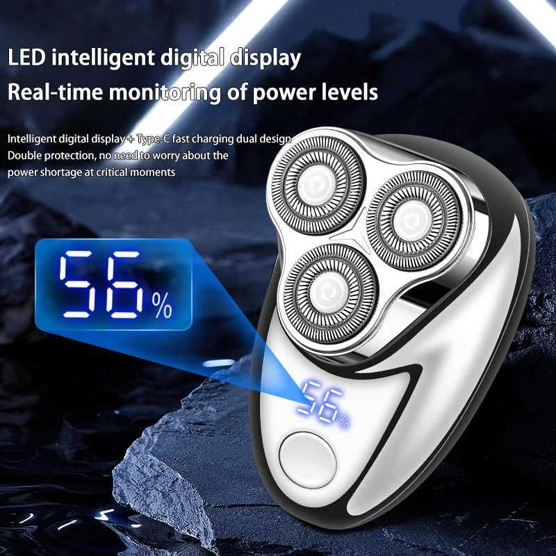 Mini Electric Shaver for Men Portable Beard Knife TYPE-C Charging Three-Head Shavers Face Body Razor with Digital Power Display W250625