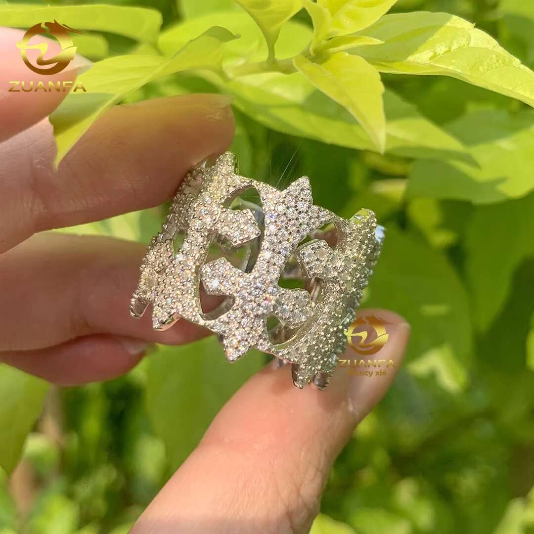 Iced Out Jewelry Luxury Style S925 With Vvs Moissanite Diamond Custom Ring Pass Diamond test Hip Hop Ring