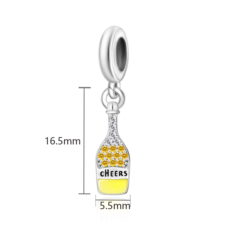 FewDook 2025 New Summer Juice Red Wine Series Wine Glass,Drink,Glass Cheers Dangle Charm Fit Pan Charms Fine Bracelet DIY Party Jewelry Designer for W