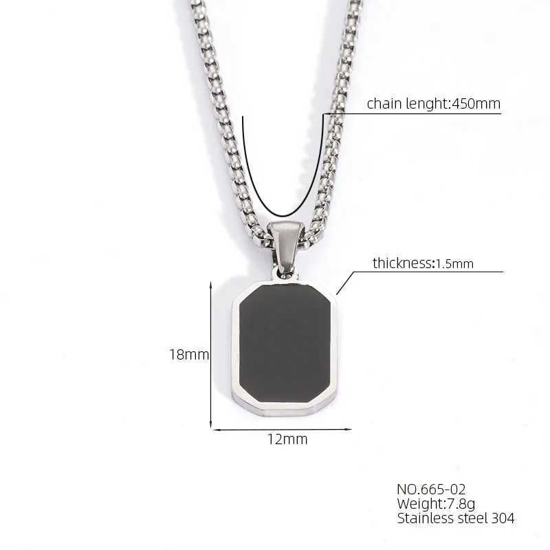Causal Square Necklace for Men Boys Waterproof Black Resin Geometric Pendant Necklace Hip Hop Trendy Jewelry Gifts V250625
