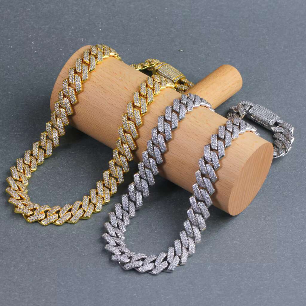 Powell Trendy Jewelry Moissanite Chain Hip Hop Cuban Link Necklace for Women Cuban Link Chain Necklace