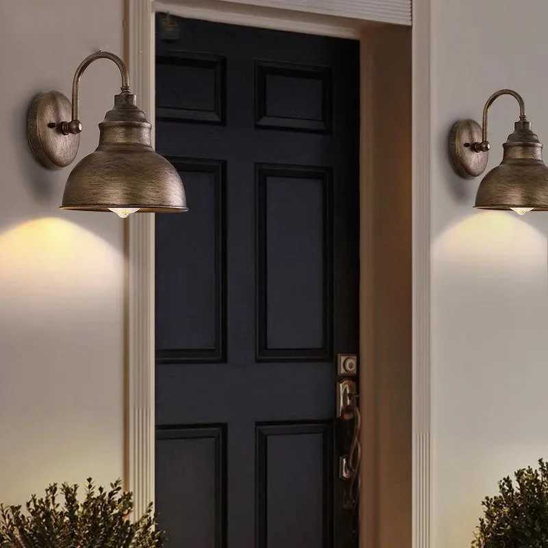 Waterproof Wall Light E27 Industrial Outdoor Wall Lamp For Garden Courtyard Porch Balcony Retro Wall Sconce Iron Design Fixtures XJ250624