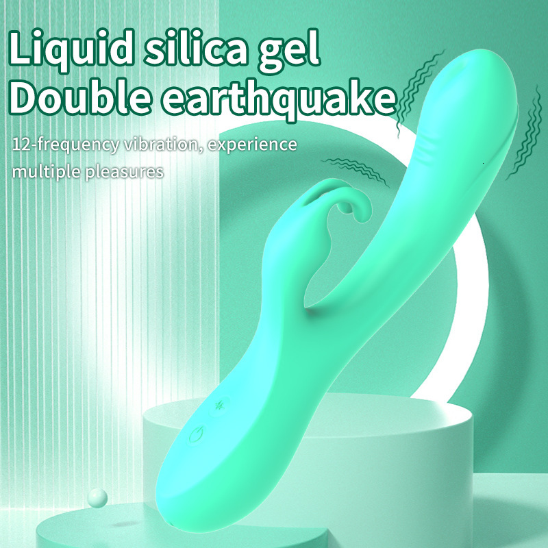 Liquid Full Coverage Silicone Vibrator Rabbit Female Masturbation Device Massage Stick Adult Sex Toy