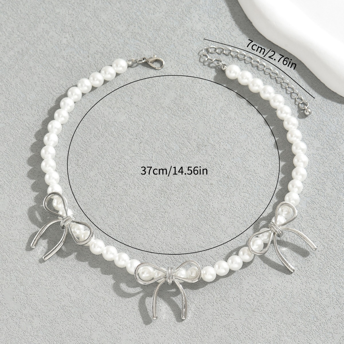 Fashion Women S Beaded Necklace Pearl Bowknot Design High End Clavicle Chain Choker