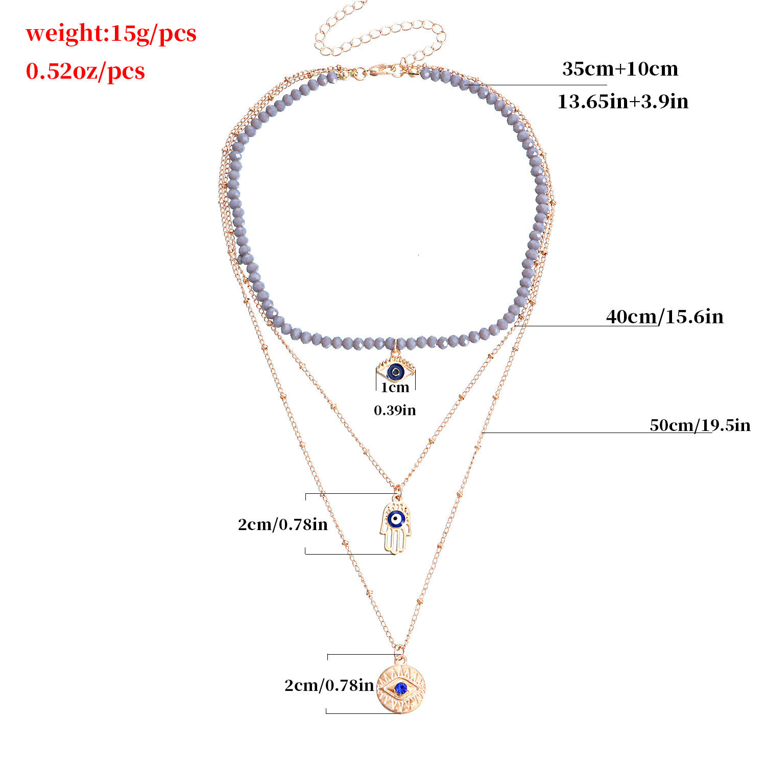 Jewelry Trendy Multi-layer Gray Rhinestone Blue Devil Eye Pendant for Women Unique Necklace Jewelry for Women