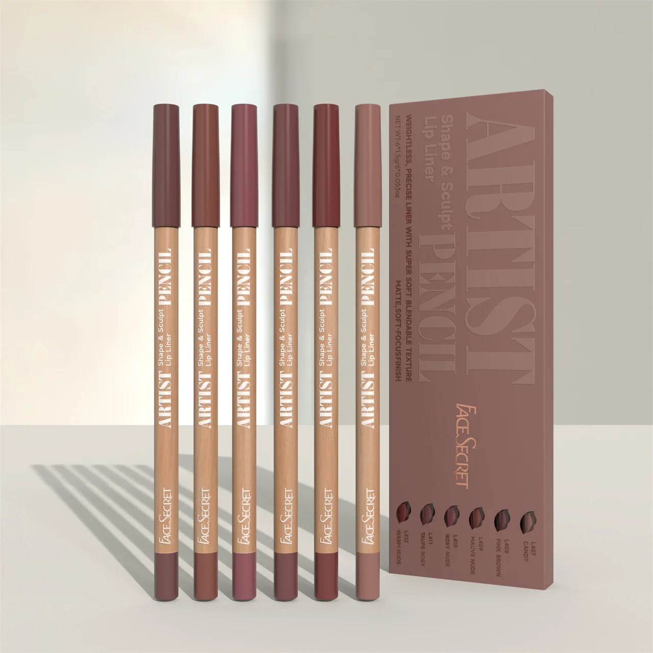 Face Secret Artist Shape Sculpt Lip Liner Pencil Set Weightless Precise Liner with Super Soft Blendable Texture Matte Soft 250625