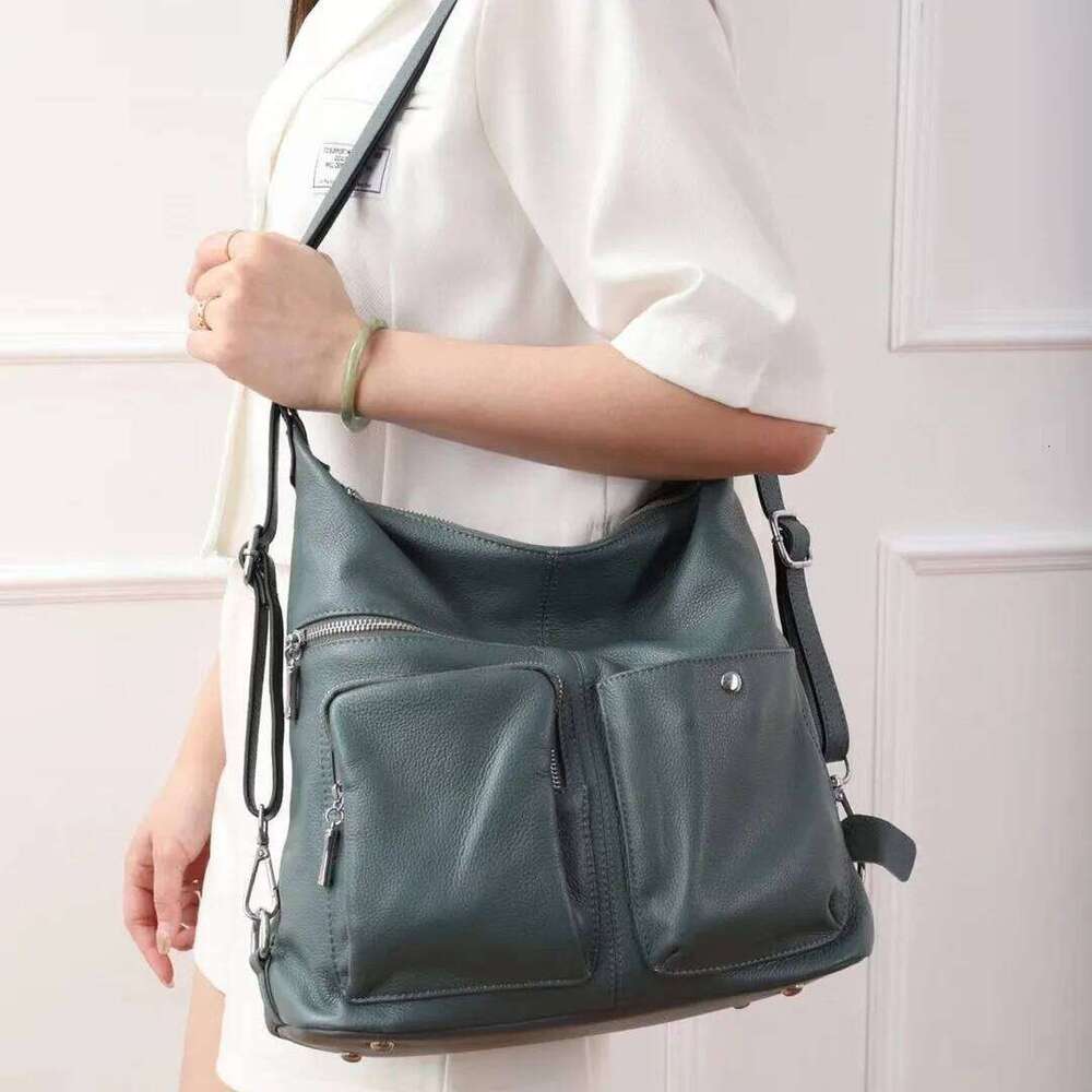 Dual-purpose Genuine Handbag Women Casual Real Cow Leather Backpack Multifunctional Ladies Cowhide Tote or Shoulder Bag