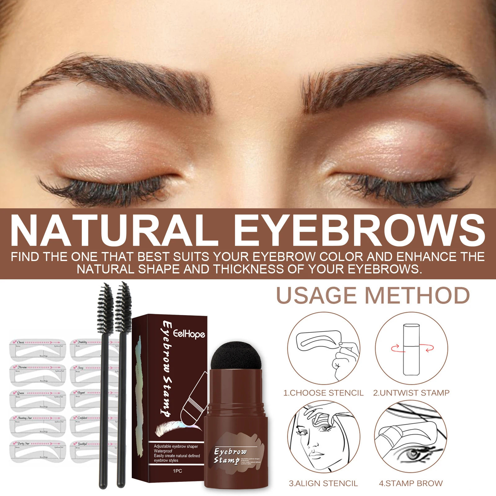 EELHOE Eyebrow Powder Stamp Shaping Kit Makeup Brushes Eyebrow Paint Eyebrow Pencil Eye Brows Stencil Hairline Enhance Stick 250625