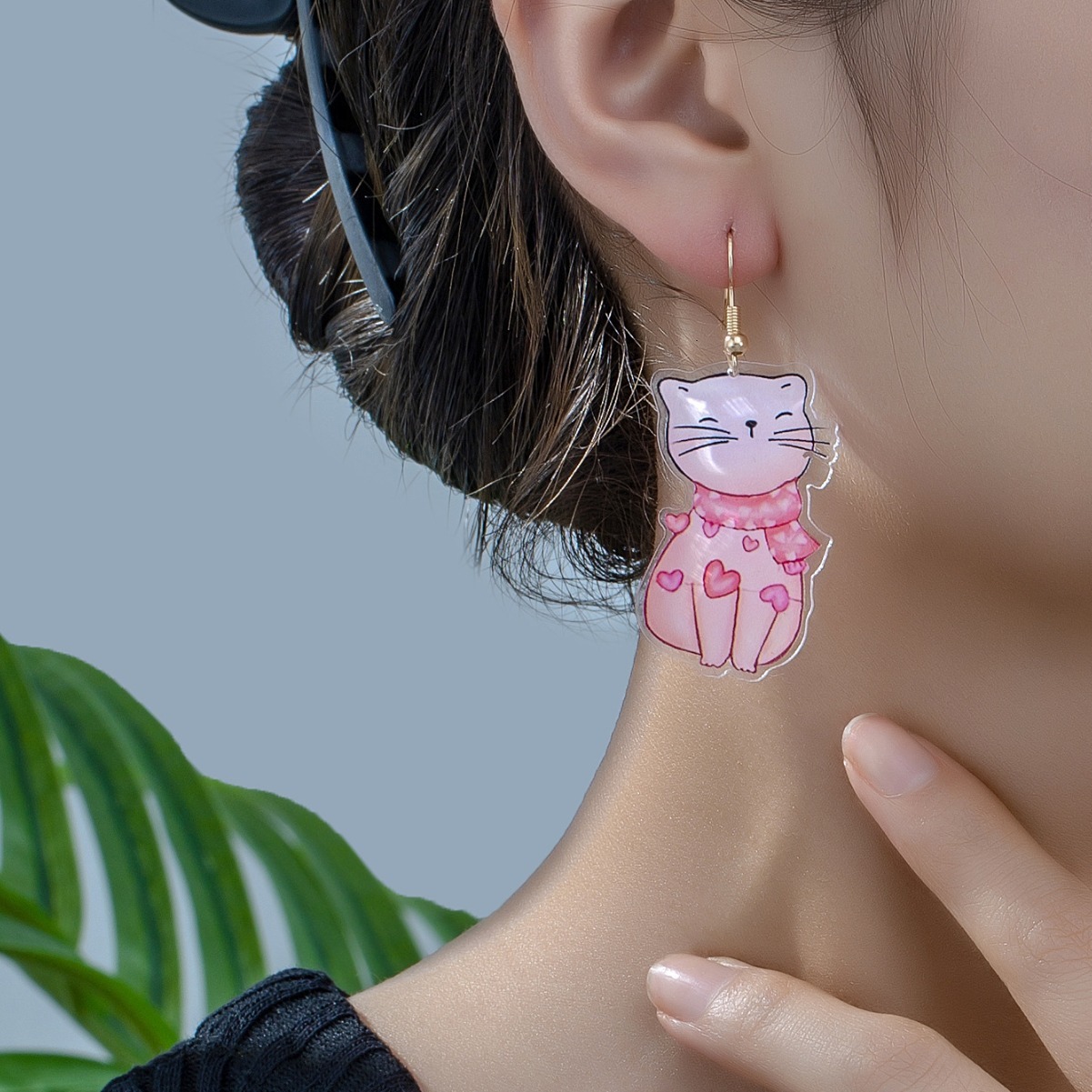 1 Pair Valentine's Day Cat Dog Acrylic Women's Earrings Necklace Jewelry Accessories Pendant