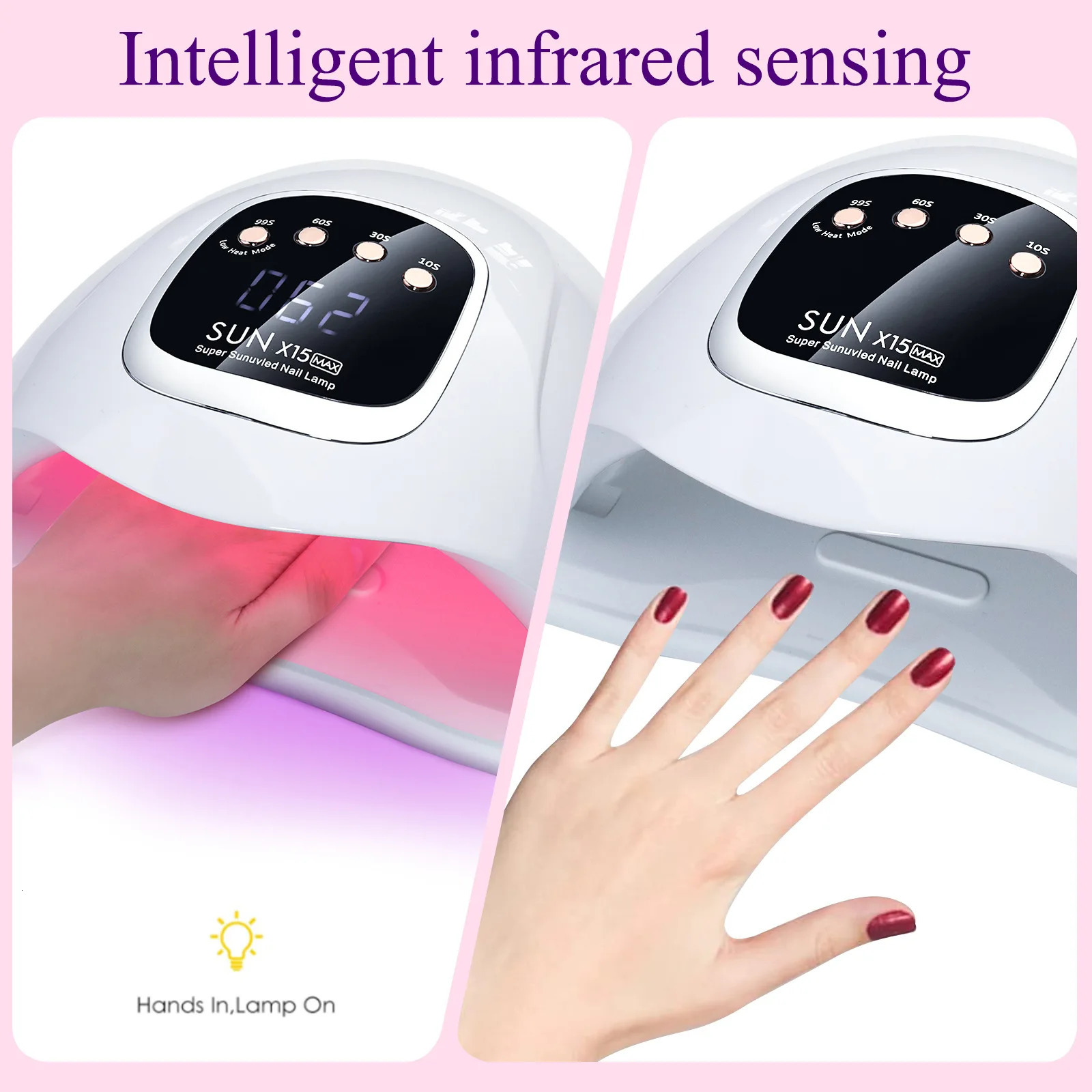 SUN X15 MAX High-Power Nail Drying Lamp For Gel Nails 280W 66LEDS Gel Polish Drying Machine With Auto Sensor UV LED Nail Lamp 250625