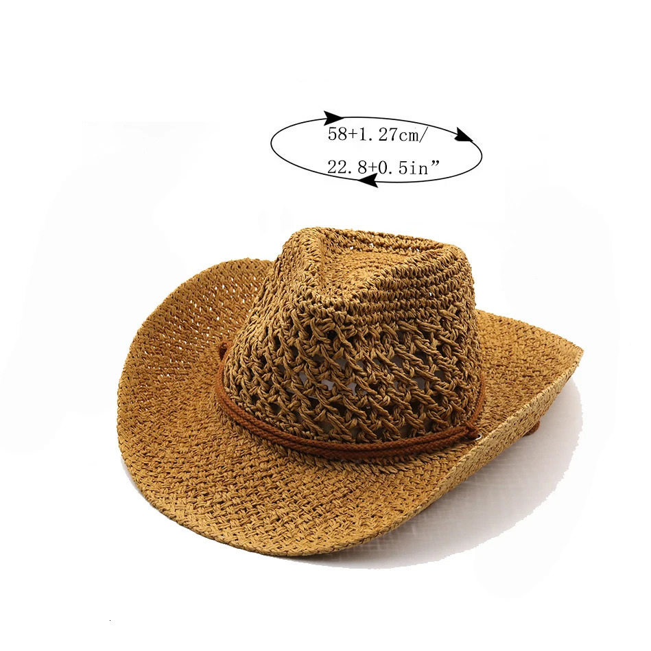 Ethnic style hollow out sun shading big eave cowboy hat spring and summer beach hat outdoor sun protection sun hat grass hat 250624