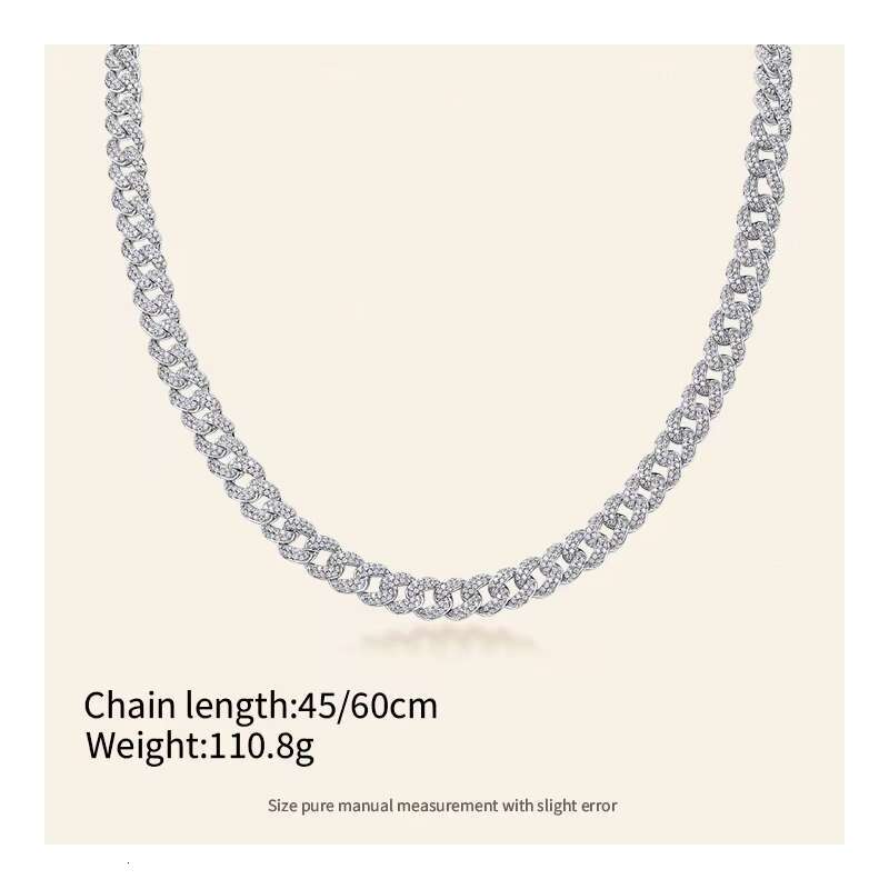 Free Design S925 Silver Cuban Necklace for Men and Women Island Crushed Ice Clavicle Chain Moissanite Pendant