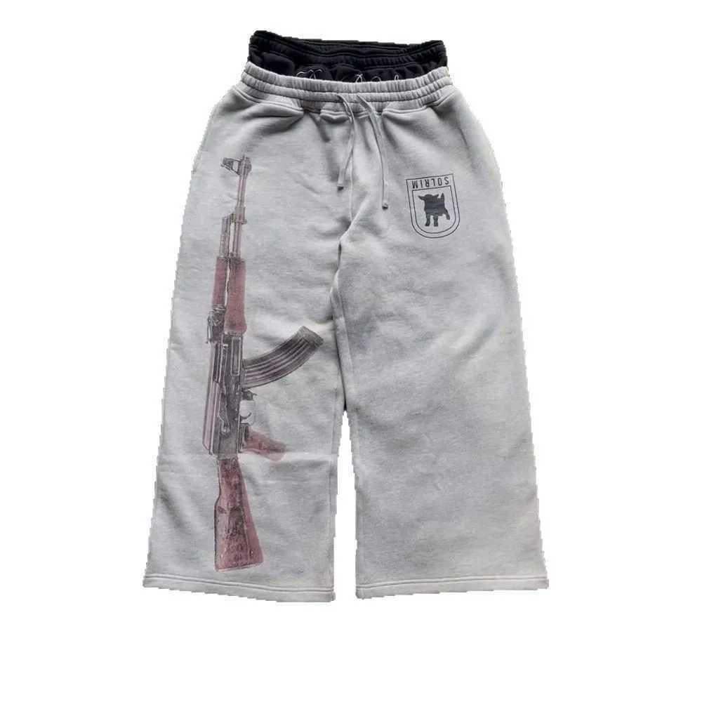 European and American double waist embroidery street folding couple sweatpants 2025 autumn new X250625