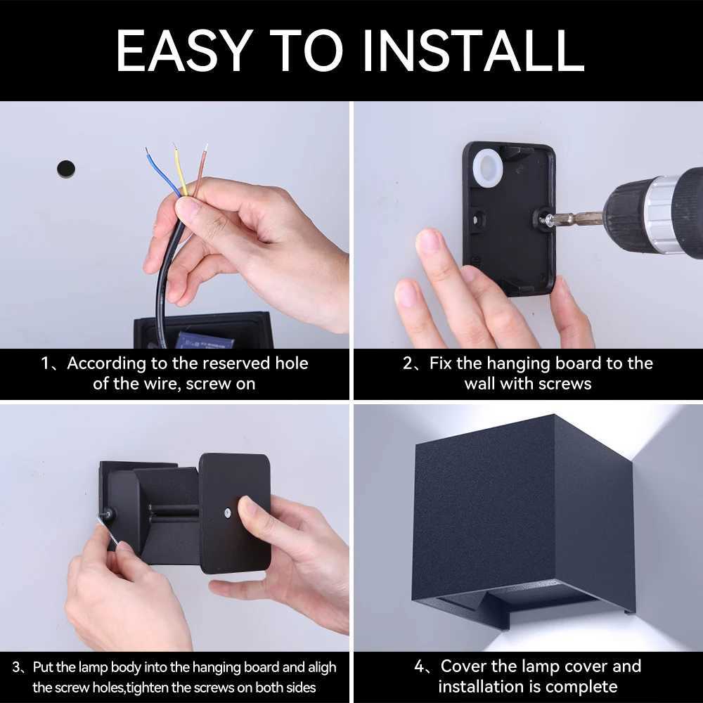 12W LED Wall Light Outdoor IP65 Waterproof Modern Nordic style Indoor Wall Lamps Living Room Porch Garden balcony Lamp AC85-265V XJ250624